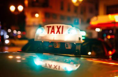 Detail of lighting taxi sign in Paris